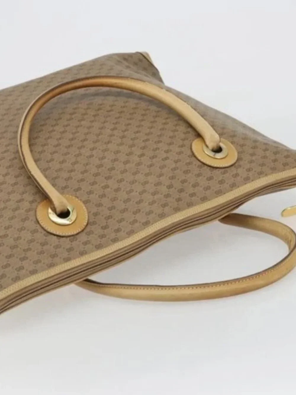 GUCCI Micro GG Supreme Tote Bag PVC Beige Gold 02 39 4868 Auth ep14936